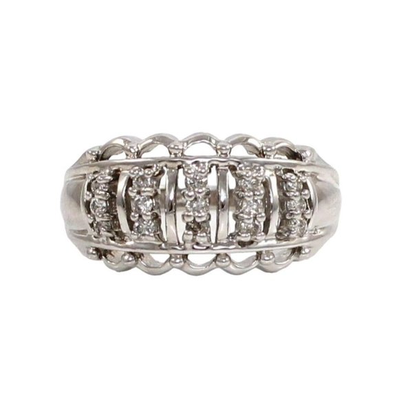 Solid 10K White Gold 0.25 TCW Natural Diamond Band Ring Size 7.25